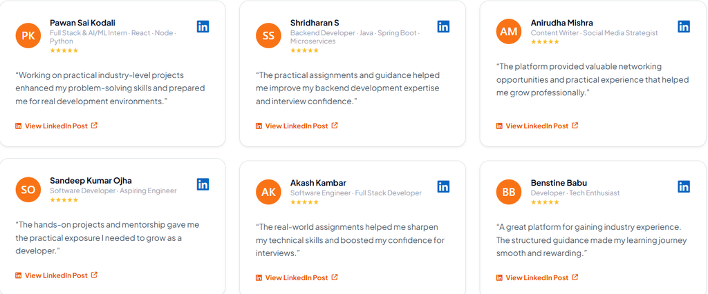 Yuvaintern reviews by students for different Internships